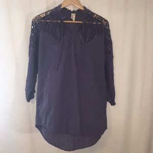 XCVI Beautiful Embroidered Lace Blouse